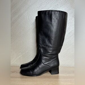 Blondo Canada Women 9W Black Leather Aqua Protect Block Heel Tiding Boots Tall